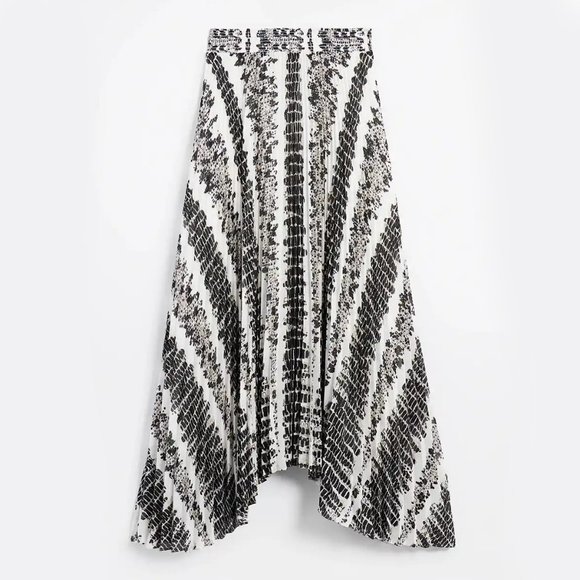 WHBM $130 Pleated Midi Skirt Reptile Snake Print 8 very stretchy waist, fits 10 - Picture 2 of 8